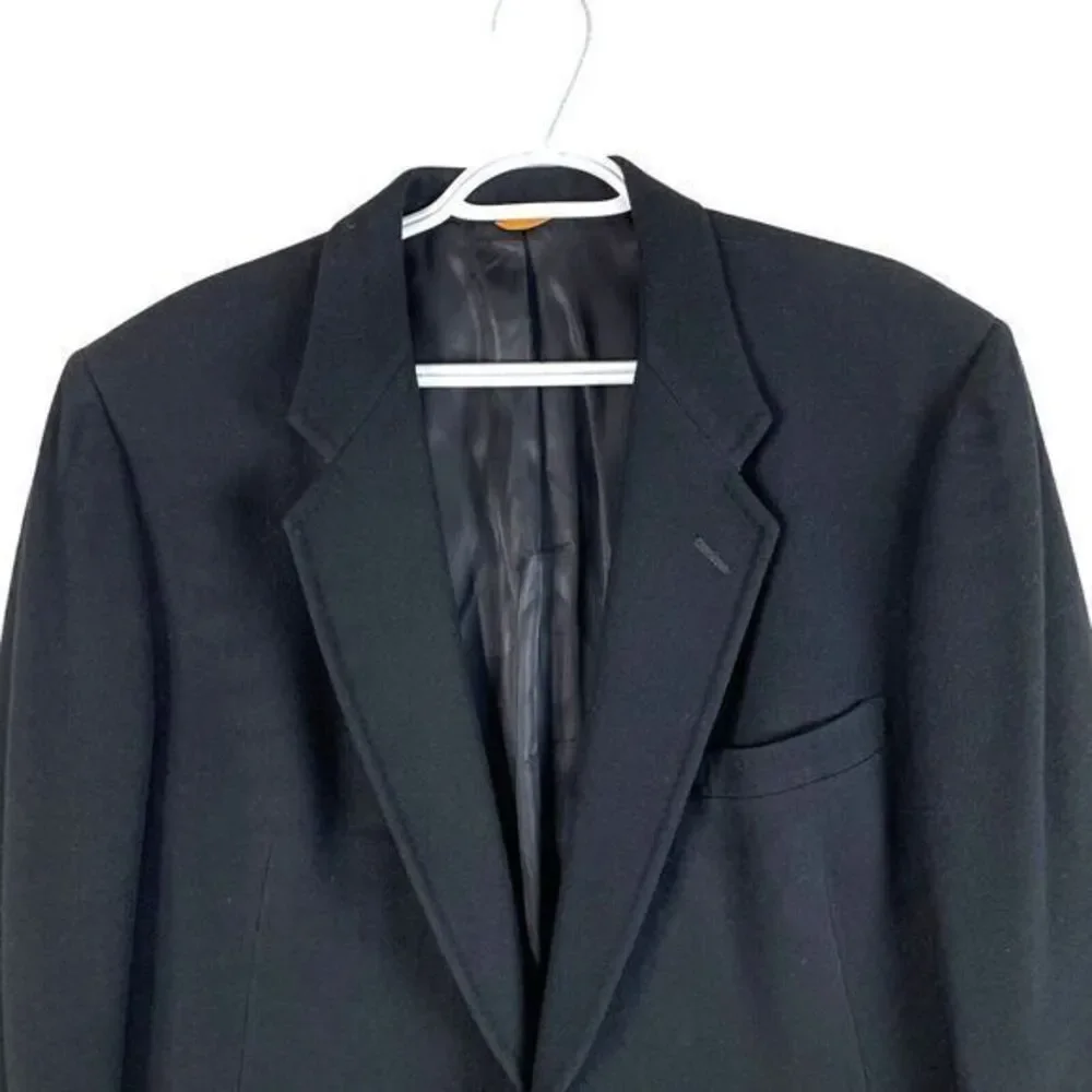 Hart Schaffner Marx‎ Gold Trumpeter Cashmere Blazer Jacket Sport Coat 44R Black